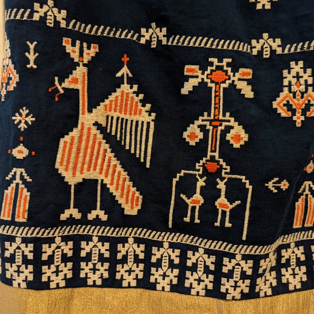 Anthropologie Floreat Teal Embroidered "Avian Myth" Shift Dress - Picture 6 of 12